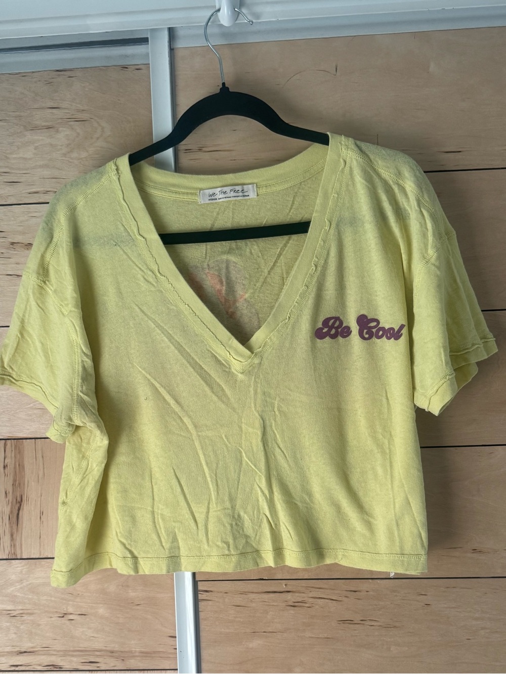 We The Free Yellow 'Be Cool' Cropped V-Neck Tee
